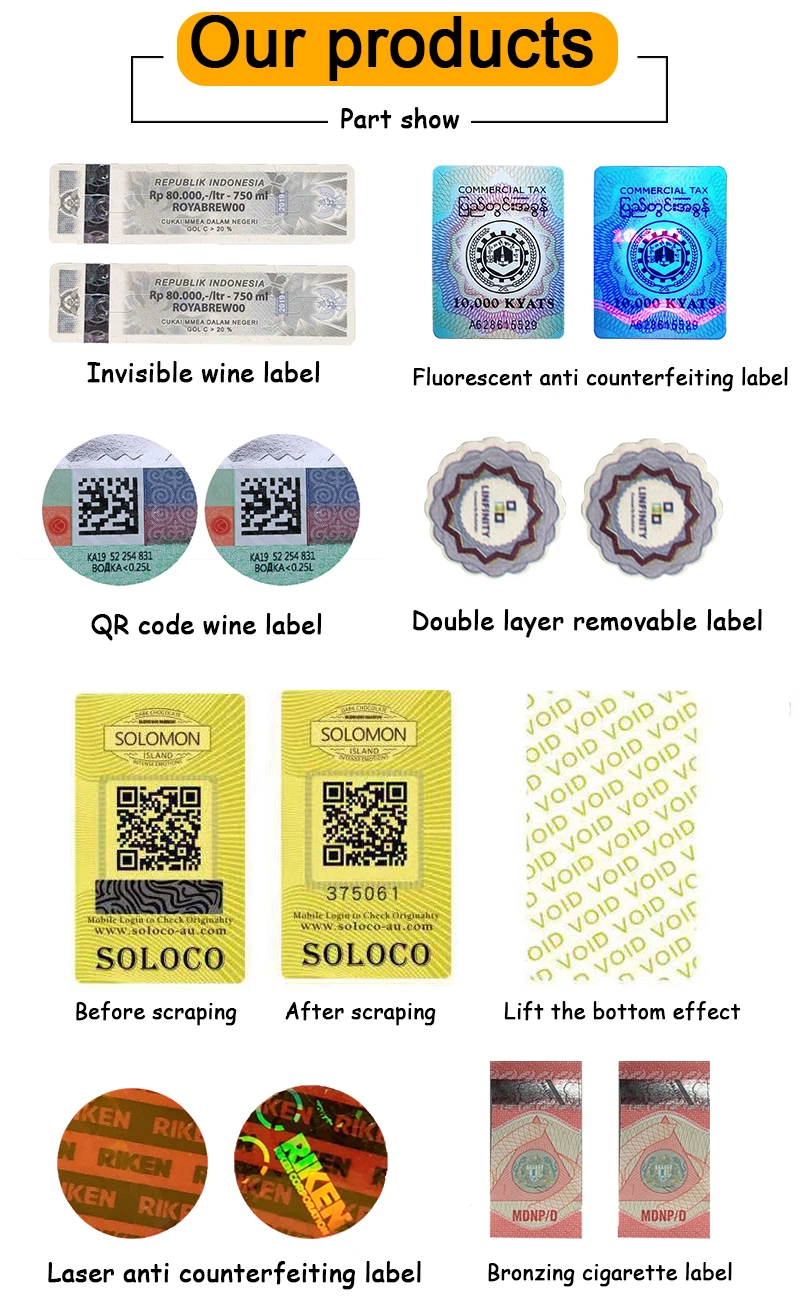 Manufacture Custom Low Price Waterproof Coated Paper Hologram Laser Label High Quality Qr Code Am Security Label